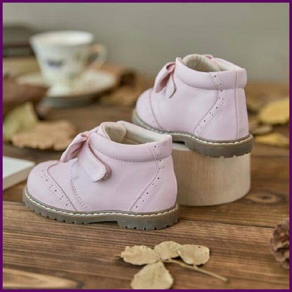 Toddler Girls Leather Boots Mid Calf Water Resistant Memory Foam Insole - Picture 3 of 8